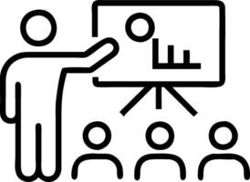A man is giving a presentation to a group of people vector