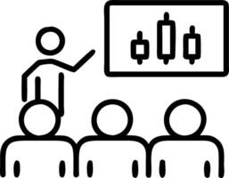 Market researcher presenting stock valuation insights to a team concept as A market researcher in a meeting room presenting stock valuation insights to a team us vector