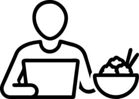 Office worker with a salad and a laptop symbolizing healthy eating at work with ample space for text. concept as An office worker holding a salad and a laptop re vector
