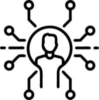Overhead view of a leader with digital transformation and tech symbols overlay symbolizing change leadership in double exposure with copy space. concept as An ov vector