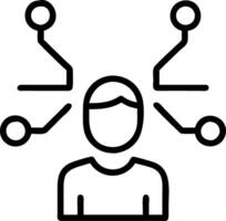 Overhead view of a leader with digital transformation and tech symbols overlay symbolizing change leadership in double exposure with copy space. concept as An ov vector