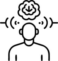 Overhead view of a senior leader with brain and tech waves overlay symbolizing cognitive leadership in double exposure with copy space. concept as An overhead vi vector