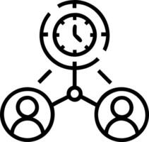 Overhead view of a project manager with clock and tech lines overlay symbolizing time efficient leadership in double exposure with copy space. concept as An over vector