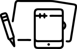 Overhead view of a workspace with a tablet and stylus symbolizing digital creativity in double exposure with copy space. concept as An overhead view of a workspa vector