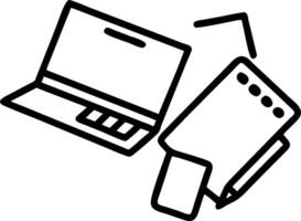 Overhead view of a workspace with a tablet and stylus symbolizing digital creativity in double exposure with copy space. concept as An overhead view of a workspa vector