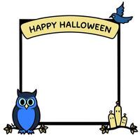 Owl and Graveyard Border with Happy Halloween Wording concept as A spooky border frame featuring an owl and a graveyard perfect for Halloween celebrations. The w vector