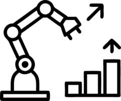 Palletizing robot and an efficiency graph symbolizing robotic palletizing in double exposure with copy space. concept as A palletizing robot blended with an effi vector