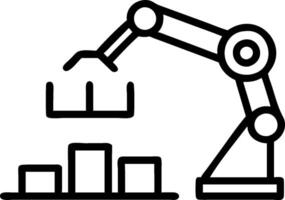Palletizing robot and an efficiency graph symbolizing robotic palletizing in double exposure with copy space. concept as A palletizing robot blended with an effi vector