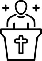 Pastor with Pulpit and Cross concept as An image of a pastor with a pulpit and cross set against a dreamy background offering ample space for text or graphics sy vector