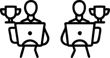 People with Awards and Tablets concept as Business professionals holding awards and using tablets set against a dreamy background offering ample space for text o vector