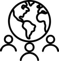 People with Earth and Climate Change Project Plans concept as A group of people developing climate change project plans with an earth model set against a whimsic vector