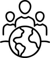 People with Earth and Climate Change Project Plans concept as A group of people developing climate change project plans with an earth model set against a whimsic vector