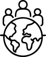 People with Earth and Climate Change Project Plans concept as A group of people developing climate change project plans with an earth model set against a whimsic vector