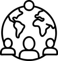 People with Earth and Climate Change Project Plans concept as A group of people developing climate change project plans with an earth model set against a whimsic vector