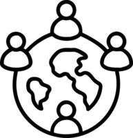 People with Earth and Climate Change Project Plans concept as A group of people developing climate change project plans with an earth model set against a whimsic vector