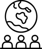 People with Earth and Climate Change Project Plans concept as A group of people developing climate change project plans with an earth model set against a whimsic vector