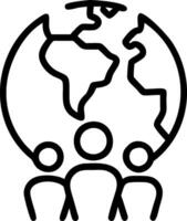 People with Earth and Climate Change Project Plans concept as A group of people developing climate change project plans with an earth model set against a whimsic vector