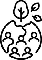People with Earth and Climate Change Project Plans concept as A group of people developing climate change project plans with an earth model set against a whimsic vector