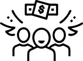 People with Flying Dollar Bills and Luminous Smiles concept as A group of people with flying dollar bills and luminous smiles set against an ethereal background vector