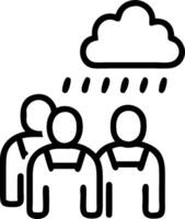 People with Raincoats and Street Lights concept as A group of people in raincoats walking under street lights during a rain shower set against a whimsical backgr vector