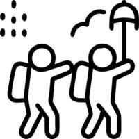 People with Raincoats and Street Lights concept as A group of people in raincoats walking under street lights during a rain shower set against a whimsical backgr vector