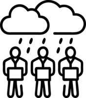 People with Raincoats and Street Lights concept as A group of people in raincoats walking under street lights during a rain shower set against a whimsical backgr vector