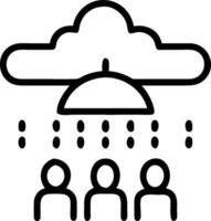 People with Raincoats and Street Lights concept as A group of people in raincoats walking under street lights during a rain shower set against a whimsical backgr vector