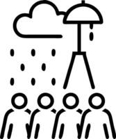 People with Raincoats and Street Lights concept as A group of people in raincoats walking under street lights during a rain shower set against a whimsical backgr vector