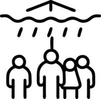 People with Raincoats and Street Lights concept as A group of people in raincoats walking under street lights during a rain shower set against a whimsical backgr vector