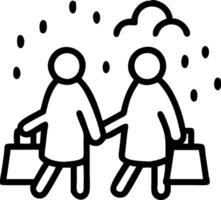 People with Raincoats and Street Lights concept as A group of people in raincoats walking under street lights during a rain shower set against a whimsical backgr vector