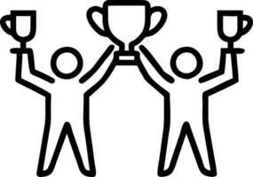 People with Trophies and Laptops concept as Business professionals holding trophies and using laptops set against a whimsical background offering ample space for vector