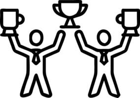 People with Trophies and Laptops concept as Business professionals holding trophies and using laptops set against a whimsical background offering ample space for vector