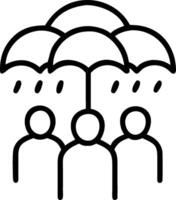 People with Umbrellas and Rainy Cityscape concept as A group of people with colorful umbrellas walking through a rainy cityscape set against a whimsical backgrou vector