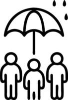 People with Umbrellas and Rainy Cityscape concept as A group of people with colorful umbrellas walking through a rainy cityscape set against a whimsical backgrou vector