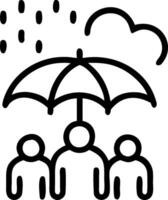 People with Umbrellas and Rainy Cityscape concept as A group of people with colorful umbrellas walking through a rainy cityscape set against a whimsical backgrou vector