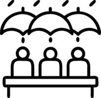 People with Umbrellas and Rainy Cityscape concept as A group of people with colorful umbrellas walking through a rainy cityscape set against a whimsical backgrou vector