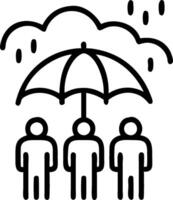 People with Umbrellas and Rainy Cityscape concept as A group of people with colorful umbrellas walking through a rainy cityscape set against a whimsical backgrou vector