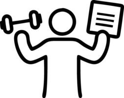 Personal trainer with dumbbells and a nutrition guide indicating fitness and health with ample space for text. concept as A personal trainer holding dumbbells an vector