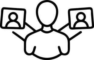 Person and a digital ad symbolizing online marketing in double exposure with copy space. concept as A person intertwined with a digital ad representing online ma vector
