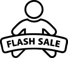 Person and a flash sale banner symbolizing urgent promotions in double exposure with copy space. concept as A person intertwined with a flash sale banner represe vector