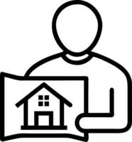 Person and a house blueprint symbolizing home design in double exposure with copy space. concept as A person blended with a house blueprint representing home des vector