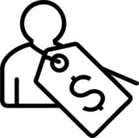 Person and a price tag symbolizing price promotions in double exposure with copy space. concept as A person intertwined with a price tag representing price promo vector