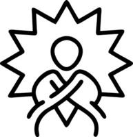 Person and a starburst symbolizing attention grabbing promotion in double exposure with copy space. concept as A person intertwined with a starburst design repre vector