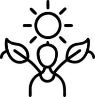 Person and a sun symbolizing solar energy and sustainability in double exposure with copy space. concept as A person intertwined with a sun representing solar en vector