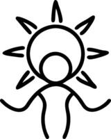 Person and a sun symbolizing solar energy and sustainability in double exposure with copy space. concept as A person intertwined with a sun representing solar en vector