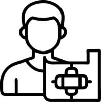 Person and a technical blueprint symbolizing engineering design in double exposure with copy space. concept as A person blended with a technical blueprint repres vector