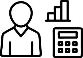 Persona with a bar chart and a calculator symbolizing financial planning in double exposure with copy space. concept as A business person blended with a bar char vector