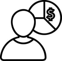 Persona with a pie chart and a banknote symbolizing financial distribution in double exposure with copy space. concept as A persona blended with a pie chart and vector