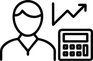 Persona with a line graph and a calculator symbolizing financial evaluation in double exposure with copy space. concept as A persona blended with a line graph an vector