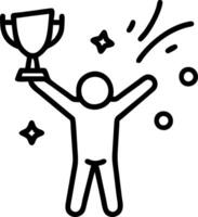 Person celebrating a work achievement with a trophy and confetti with copy space. concept as A person celebrating a work achievement with a trophy and confetti s vector